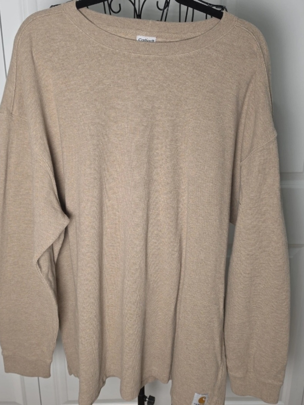 Carhartt Thermal Shirt Men 2XL Long Sleeve Waffle Knit Beige Workwear